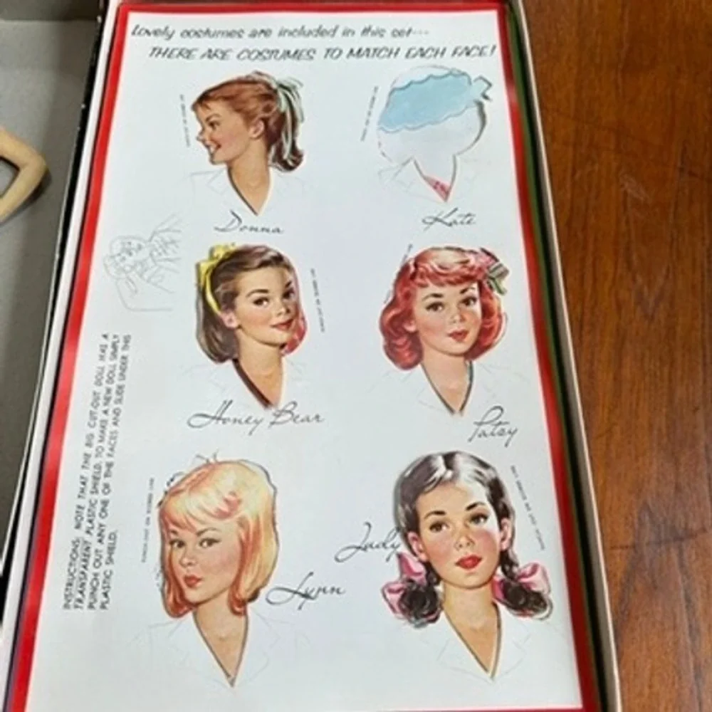 Lowell Vintage 7-in-1 Paper Doll Changeable Faces Costumes Retro Toy Boxed Set